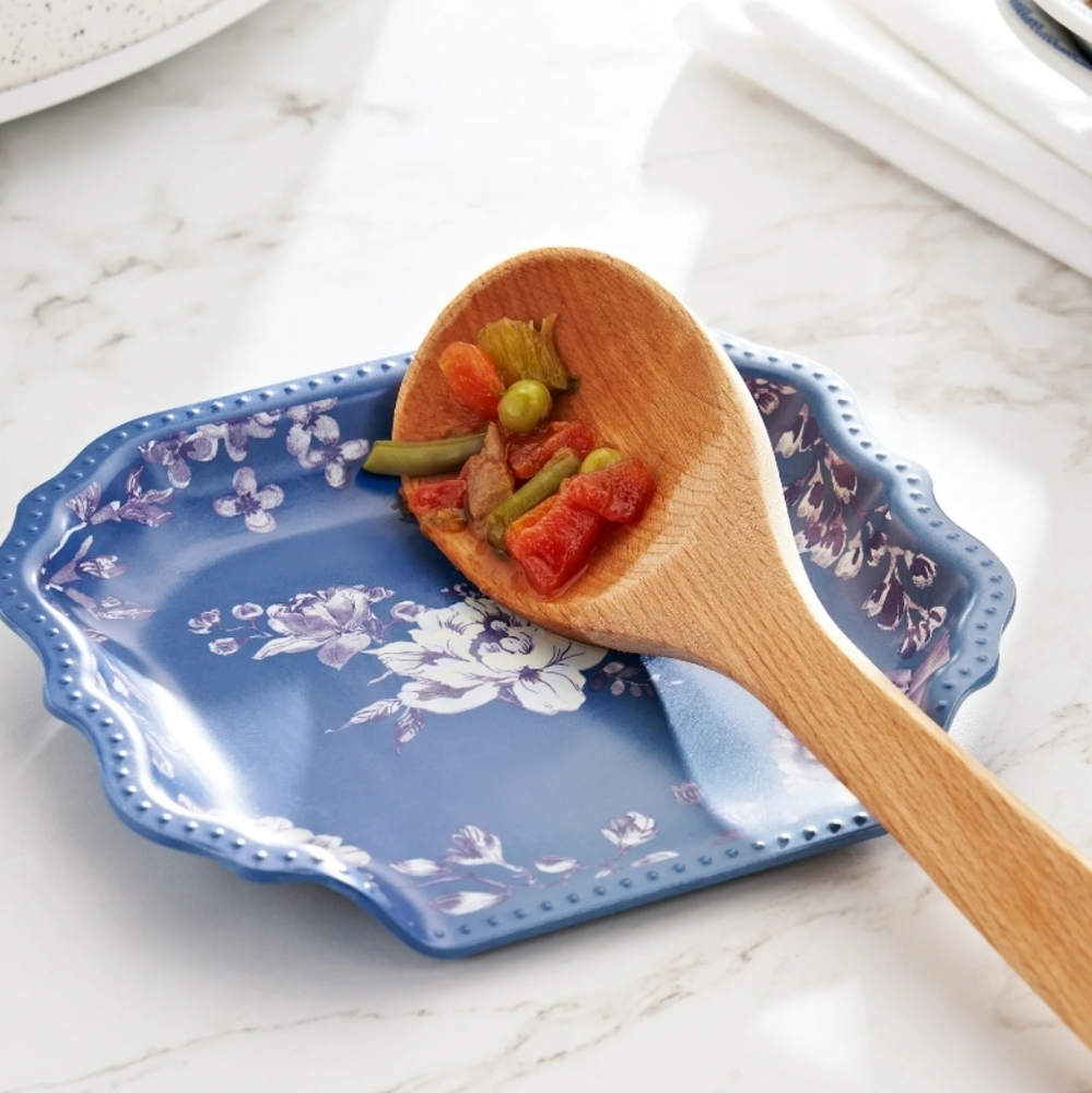💜 New Pioneer Woman Delilah Blue Floral Bamboo Melamine Spoon Rest